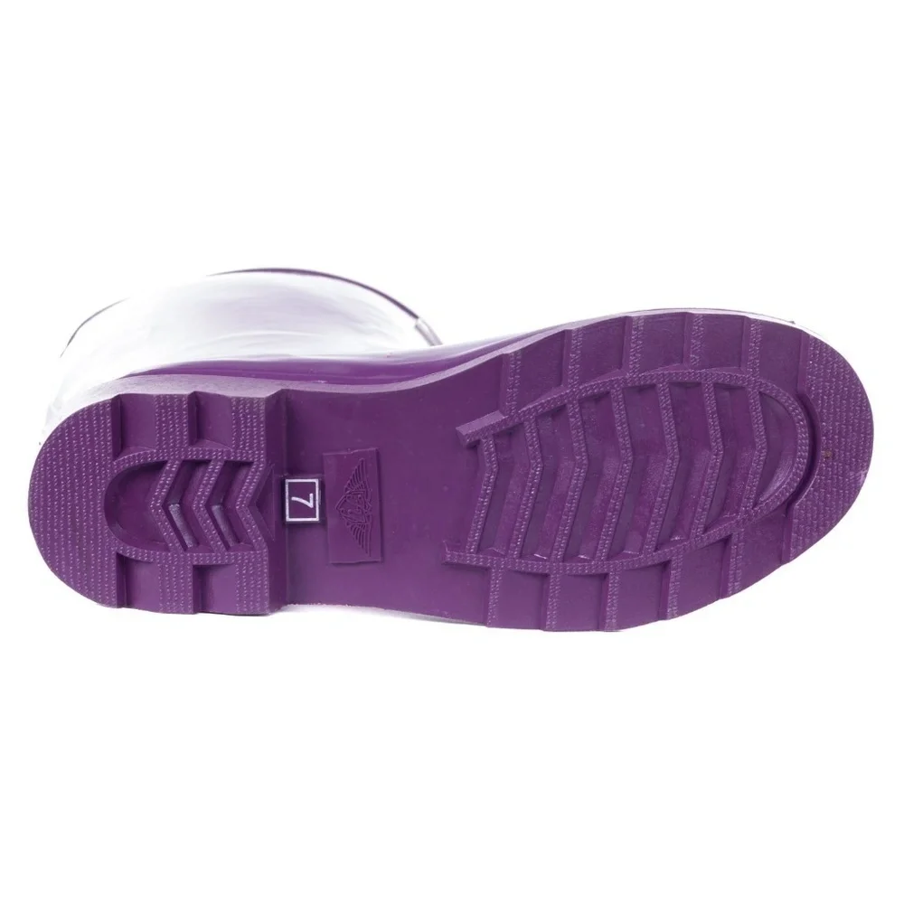 Women's Rain Boots, Rubber Mid Calf Rainboots, RB-1602, Purple